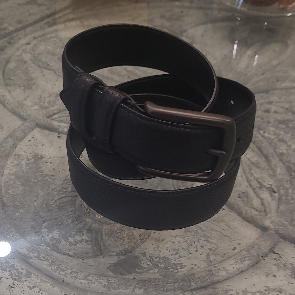 Men's London Fog Black Leather Belt 35 36 37 38 39 Like New